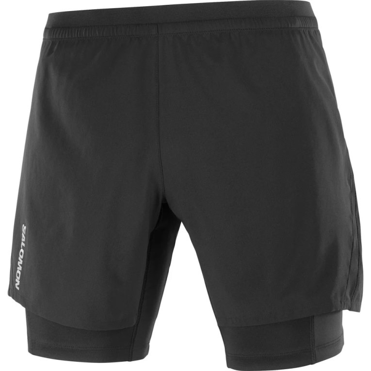 Black Salomon Cross Twinskin Men's Shorts | PH 95620I